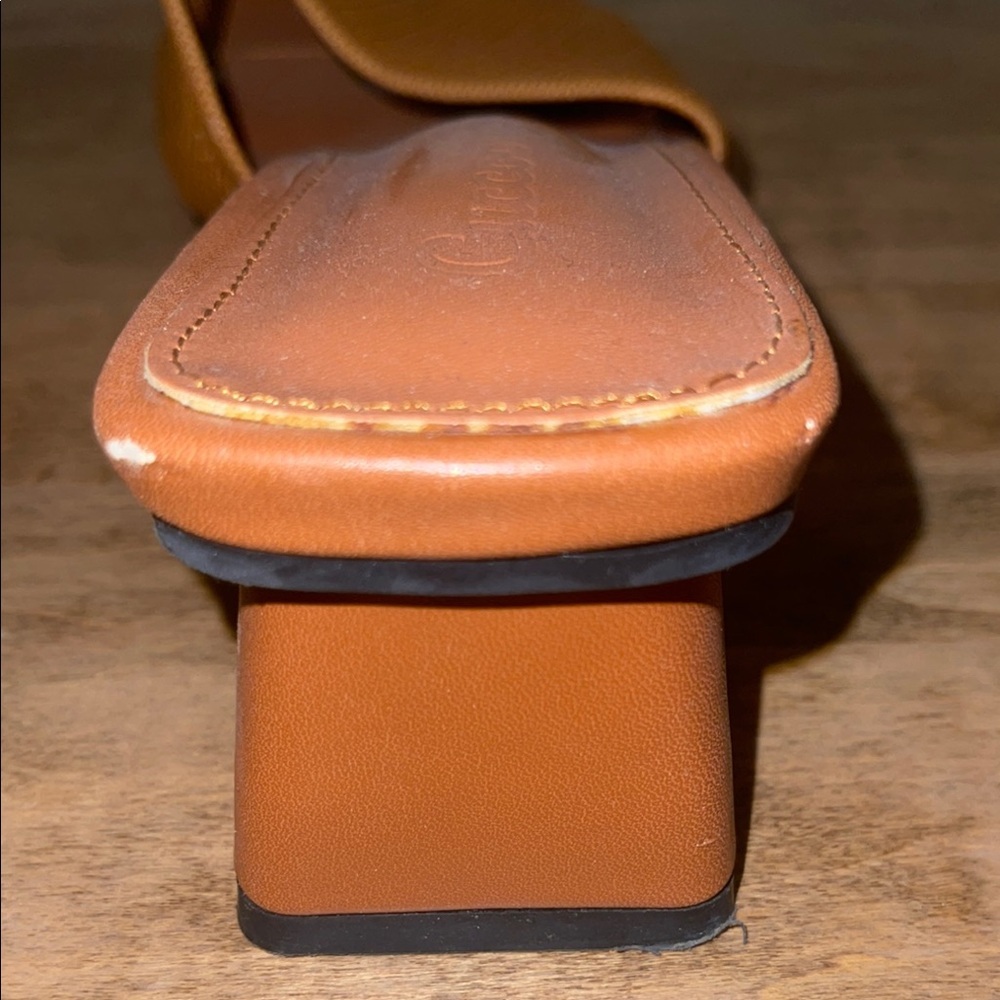 4 for $40 - Tan Leather Mules with Textured Strap - Picture 12 of 15